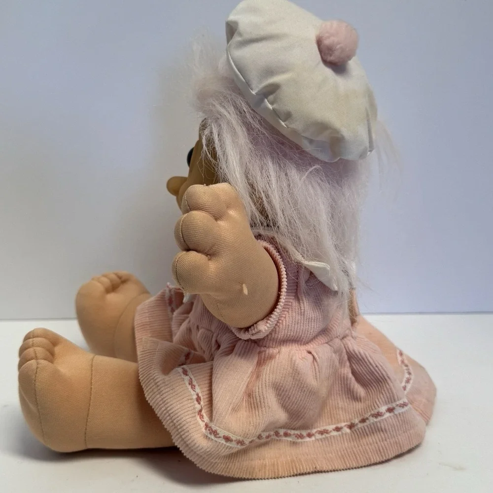 Vtg Russ Berrie Baby Girl Troll Pink Hair Blue Eyes Dress‎ Plush Doll Toy 12